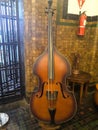 Musical instrument cello in vintage background. Still life in Museum Mandiri.