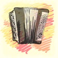 Musical instrument. Classical bayan, accordion. Corporate identity sketch.