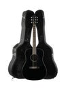 Musical instrument - Front view black acoustic guitar in hard ca Royalty Free Stock Photo