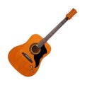 Musical instrument - Front view diagonal vintage acoustic guitar. Isolated Royalty Free Stock Photo