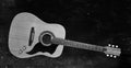 Musical instrument - Front view vintage acoustic guitar monochrome vintage background Royalty Free Stock Photo