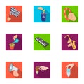 Musical instrument, garbage and ecology, electric applianc and other web icon in flat style. Megaphone, finishing