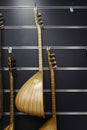 Musical instrument hanging on the wall; string instrument.The turkish name: saz or baglama