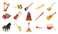 Musical instrument icon set, cartoon style Royalty Free Stock Photo