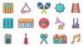 Musical instrument icon set, cartoon style Royalty Free Stock Photo