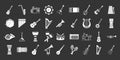 Musical instrument icon set grey Royalty Free Stock Photo