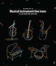 Musical instrument line icons illustration vector. Music concept