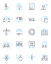 Musical instrument linear icons set. Piano, Guitar, Drums, Violin, Trumpet, Saxoph, Flute line vector and concept signs