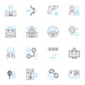 Musical instrument linear icons set. Piano, Guitar, Drums, Violin, Trumpet, Saxoph, Flute line vector and concept signs