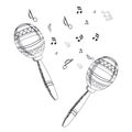 Musical instrument maracas on white background. Vector illustration.