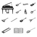 Musical instrument monochrome icons in set collection for design. String and Wind instrument isometric vector symbol Royalty Free Stock Photo