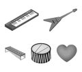 Musical instrument monochrome icons in set collection for design. String and Wind instrument isometric vector symbol Royalty Free Stock Photo