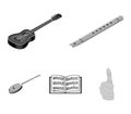 Musical instrument monochrome icons in set collection for design. String and Wind instrument isometric vector symbol Royalty Free Stock Photo