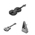 Musical instrument monochrome icons in set collection for design. String and Wind instrument isometric vector symbol Royalty Free Stock Photo