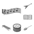 Musical instrument monochrome icons in set collection for design. String and Wind instrument isometric vector symbol Royalty Free Stock Photo