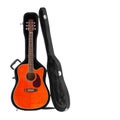 Musical instrument - Orange acoustic guitar hard case isolated w Royalty Free Stock Photo