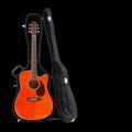 Musical instrument - Orange electro acoustic guitar hard case is Royalty Free Stock Photo