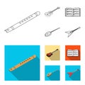 Musical instrument outline,flat icons in set collection for design. String and Wind instrument isometric vector symbol Royalty Free Stock Photo