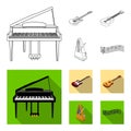 Musical instrument outline,flat icons in set collection for design. String and Wind instrument isometric vector symbol Royalty Free Stock Photo