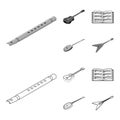 Musical instrument outline,monochrome icons in set collection for design. String and Wind instrument isometric vector Royalty Free Stock Photo
