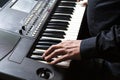 Man plays the piano with his hands. Royalty Free Stock Photo