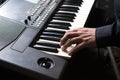 Man plays the piano with his hands. Royalty Free Stock Photo