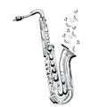 Musical instrument saxophone on white background. Vector illustration.