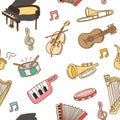 Musical instrument seamless pattern background