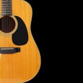 Musical instrument - Silhouette of a Front view classic vintage acoustic guitar. Isolated black Royalty Free Stock Photo