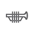 Musical instrument simple icon trumpet for jazz music