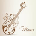 Musical instrument with stylish text.
