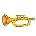 Musical instrument trumpet, cartoon illustration, isolated object on white background, vector illustration Royalty Free Stock Photo