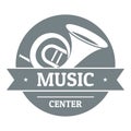 Musical instrument trumpet logo, simple gray style