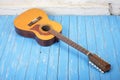 Musical instrument - Twelve-string acoustic guitar brick background Royalty Free Stock Photo