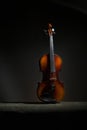 Musical instrument violin on the table on a dark background Royalty Free Stock Photo