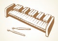 Musical instrument xylophone. Vector doodle symbol