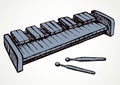 Musical instrument xylophone. Vector doodle symbol