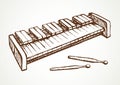 Musical instrument xylophone. Vector doodle symbol