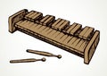 Musical instrument xylophone. Vector doodle symbol