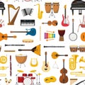 Musical instrumental seamless pattern background Royalty Free Stock Photo