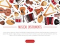 Musical Instruments Banner Design for Entertainment Performance Vector Template Royalty Free Stock Photo