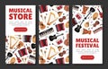 Musical Instruments Banner Design for Entertainment Performance Vector Template Royalty Free Stock Photo