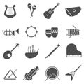 Musical Instruments Black White Icons Set Royalty Free Stock Photo