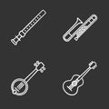 Musical instruments chalk icons set