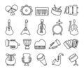 Musical instruments. Coloring Page Royalty Free Stock Photo