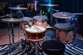 Drum set on a stage. Drums kit. Live concert concept. Royalty Free Stock Photo