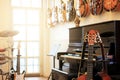 Musical instruments. Electric guitars, Piano, Drums