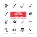 Musical instruments - flat design style icons set