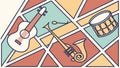 Musical Instruments Geometric Pattern, Rhythmic Art and Creativity Vector Design Generative AI Royalty Free Stock Photo