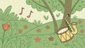 Musical Instruments in a Grassy Meadow with Notes, vector design Generative AI Royalty Free Stock Photo